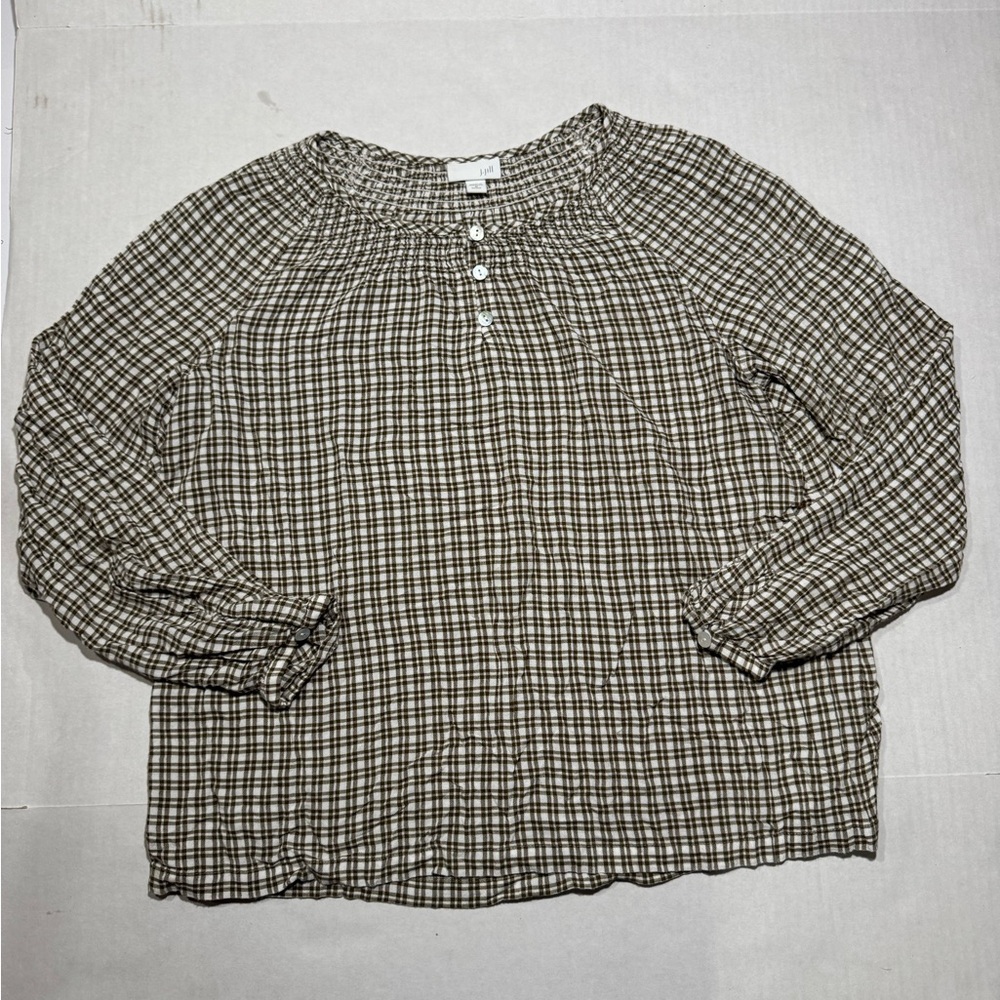 J. Jill gingham plaid long sleeve shirt size medium